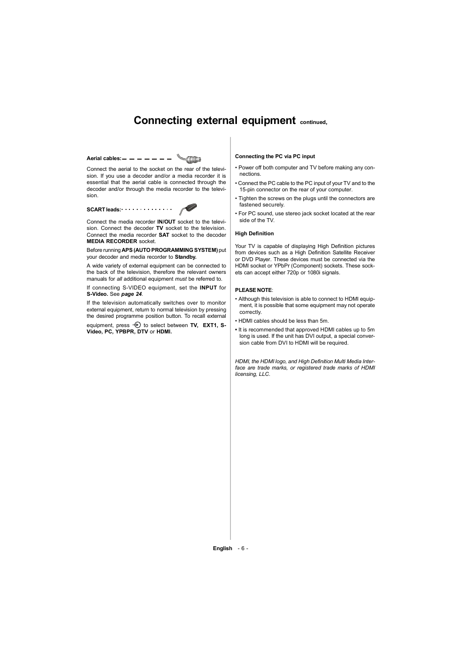 Connecting external equipment | Toshiba 19W330DB User Manual | Page 7 / 35