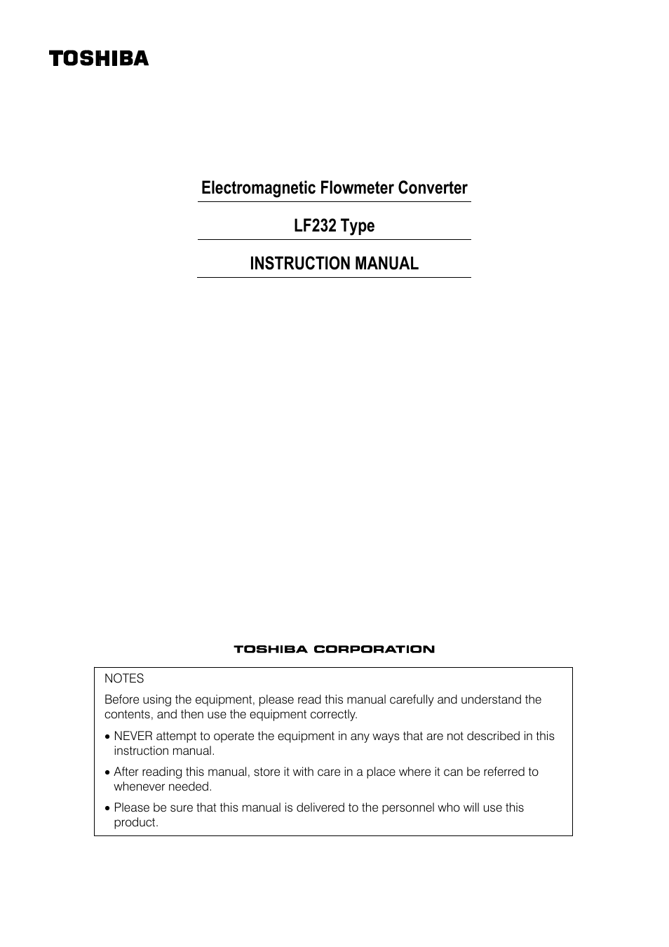 Toshiba Tohsiba Electromagnetic Flowmeter Converter L5232 User Manual | 174 pages