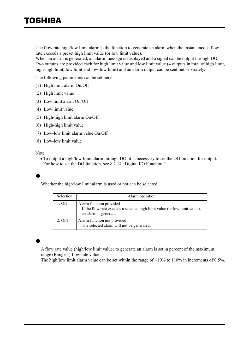 17 flow rate high/low limit alarm | Toshiba Tohsiba Electromagnetic Flowmeter Converter L5232 User Manual | Page 102 / 174