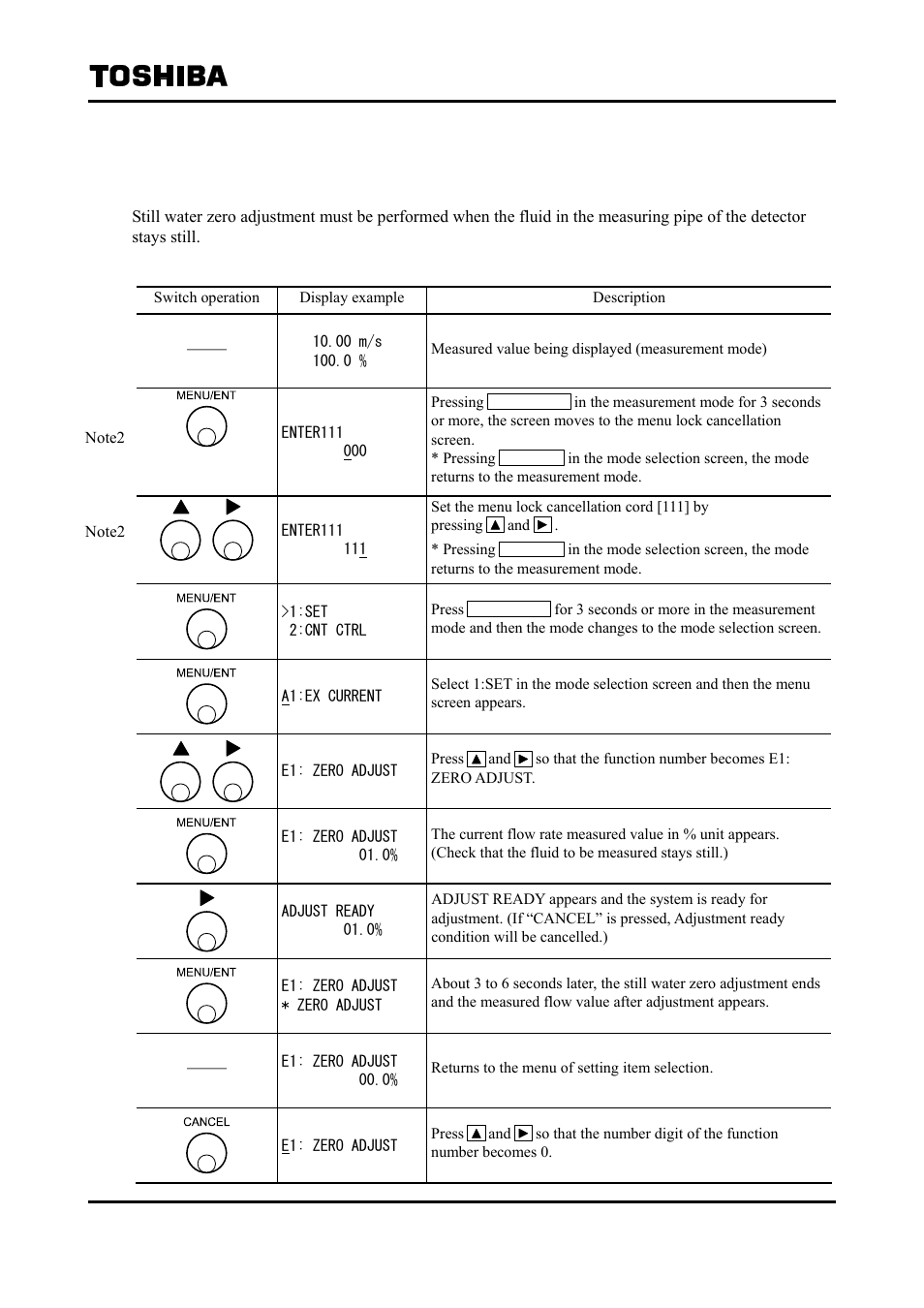 5 zero adjustment, 1 still water zero adjustment | Toshiba Tohsiba Electromagnetic Flowmeter Converter L5232 User Manual | Page 119 / 174