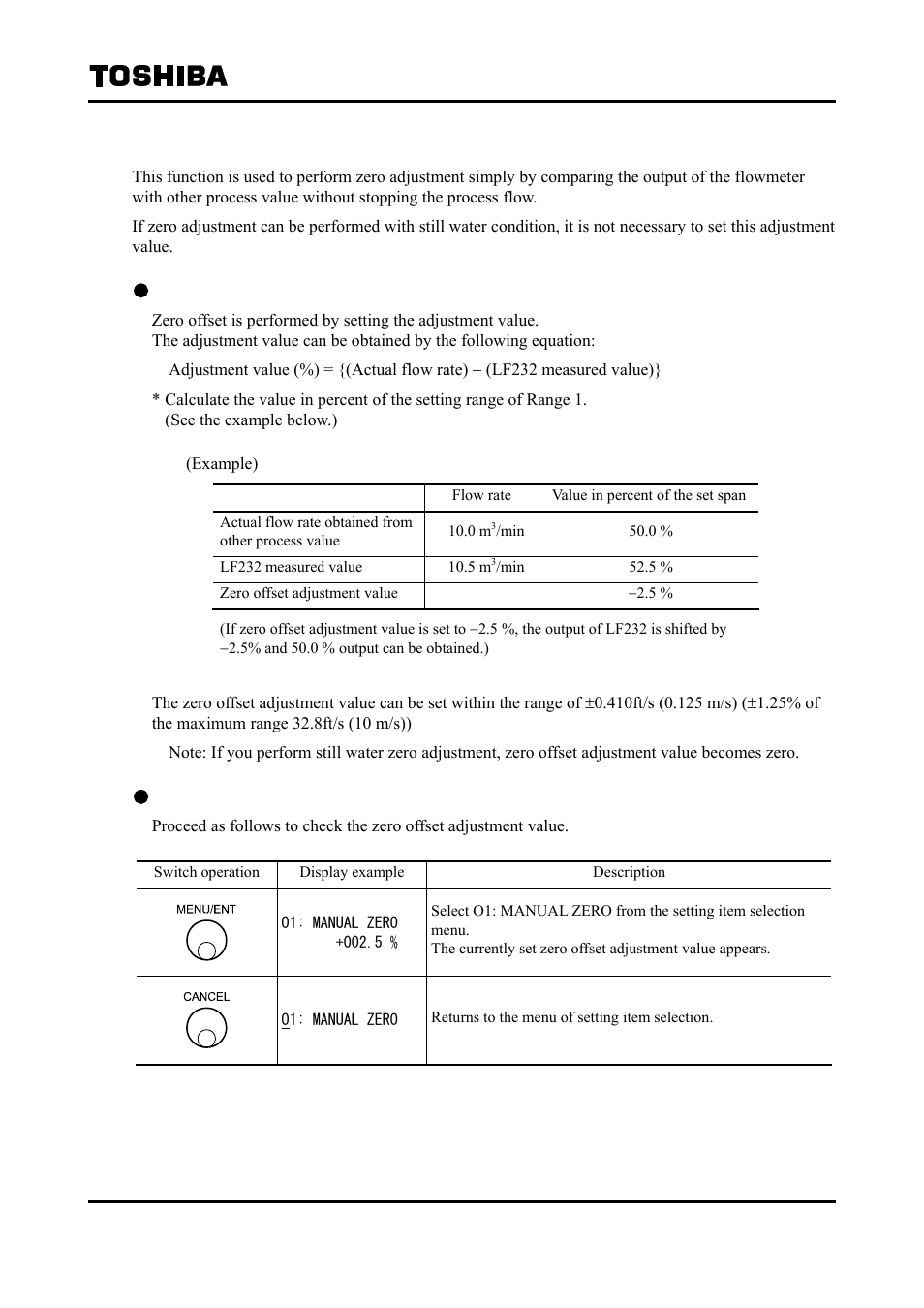 2 zero offset adjustment | Toshiba Tohsiba Electromagnetic Flowmeter Converter L5232 User Manual | Page 121 / 174