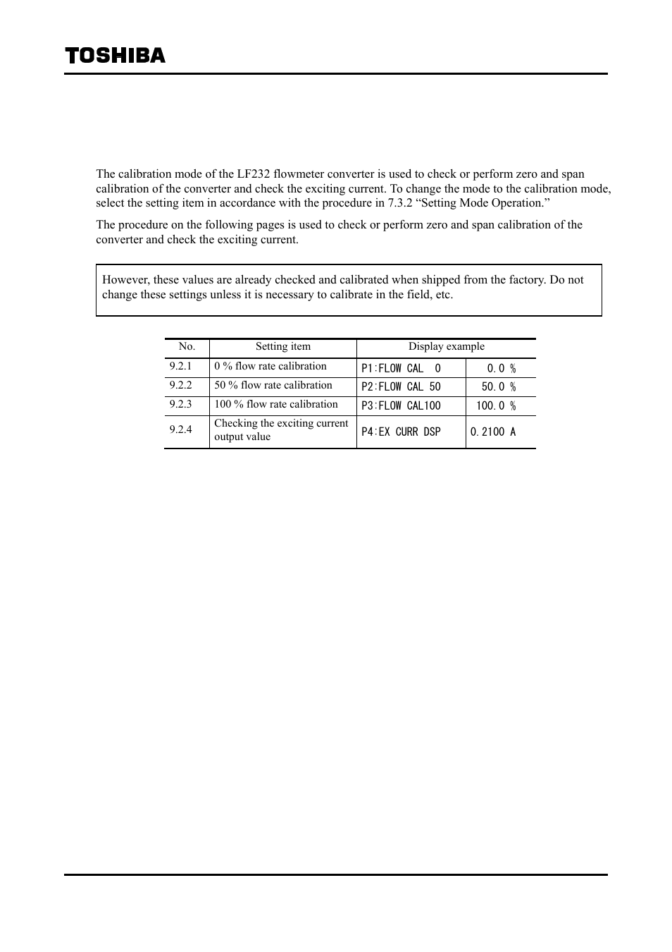 Mag-prover calibration, 1 calibration items | Toshiba Tohsiba Electromagnetic Flowmeter Converter L5232 User Manual | Page 123 / 174