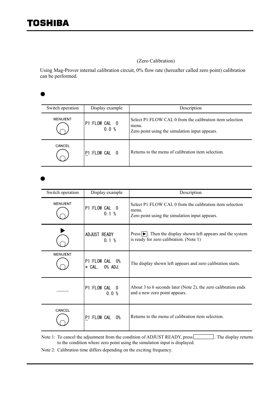 2 converter check / calibration, 1 0% flow rate calibration | Toshiba Tohsiba Electromagnetic Flowmeter Converter L5232 User Manual | Page 124 / 174