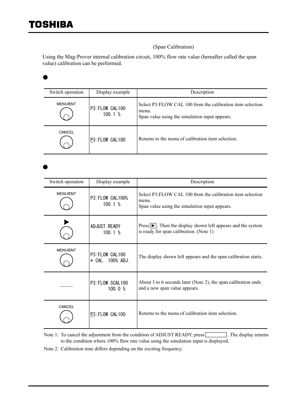 3 100% flow rate calibration | Toshiba Tohsiba Electromagnetic Flowmeter Converter L5232 User Manual | Page 126 / 174