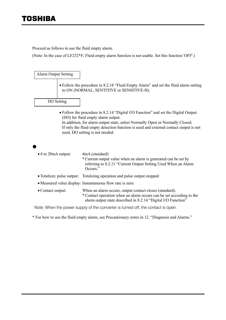 5 fluid empty alarm output | Toshiba Tohsiba Electromagnetic Flowmeter Converter L5232 User Manual | Page 142 / 174