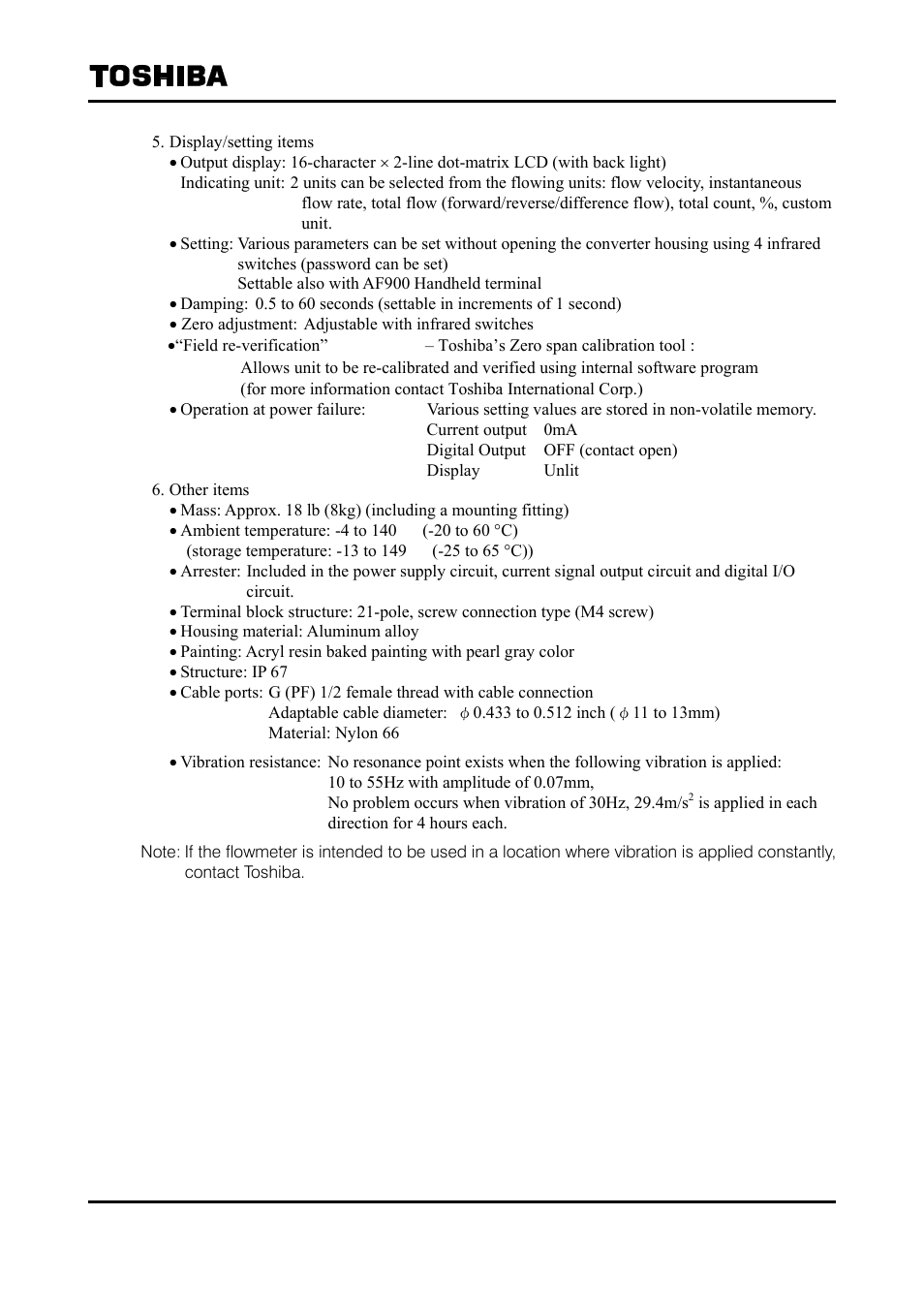 Toshiba Tohsiba Electromagnetic Flowmeter Converter L5232 User Manual | Page 169 / 174