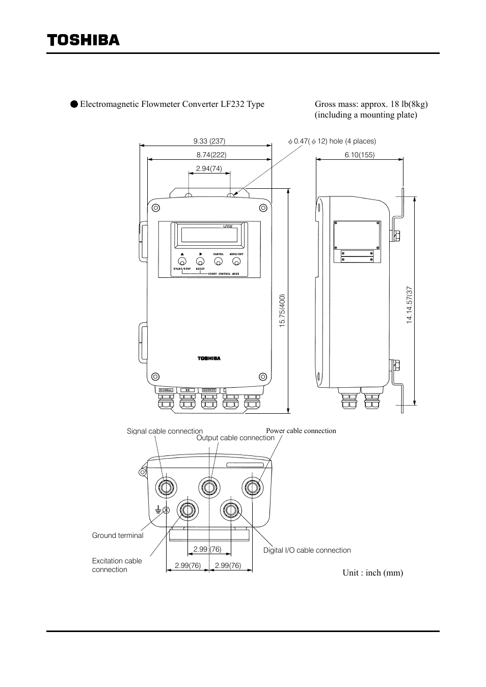 Outline drawing | Toshiba Tohsiba Electromagnetic Flowmeter Converter L5232 User Manual | Page 172 / 174