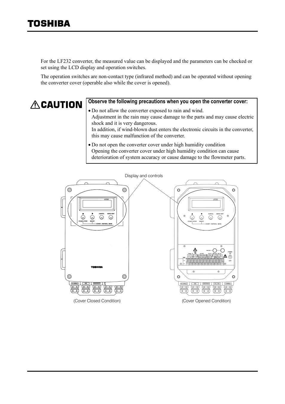 Display and controls | Toshiba Tohsiba Electromagnetic Flowmeter Converter L5232 User Manual | Page 37 / 174