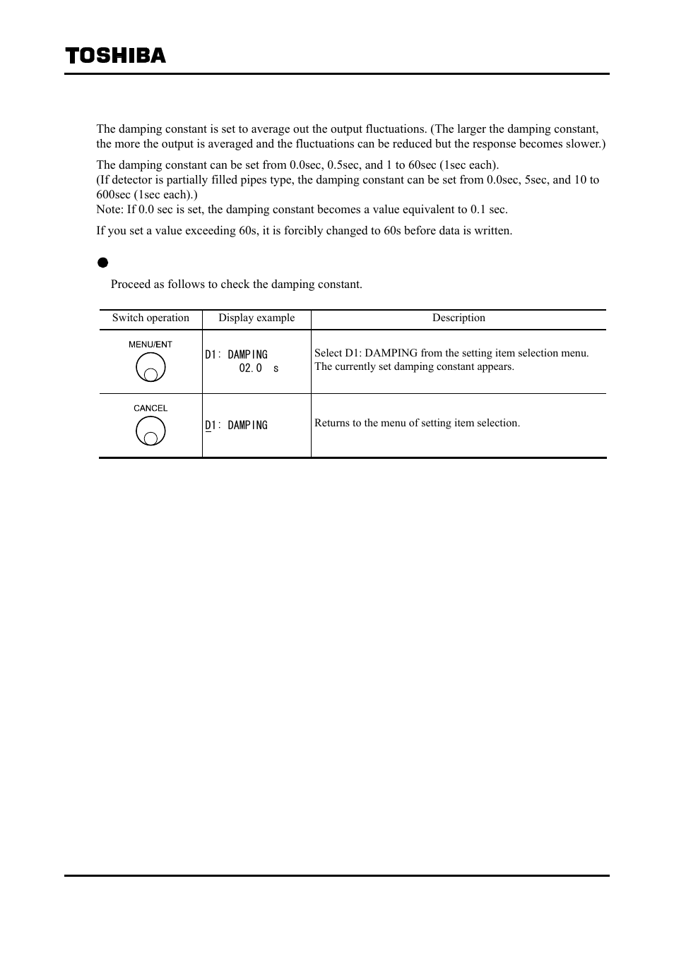 9 damping constant | Toshiba Tohsiba Electromagnetic Flowmeter Converter L5232 User Manual | Page 80 / 174