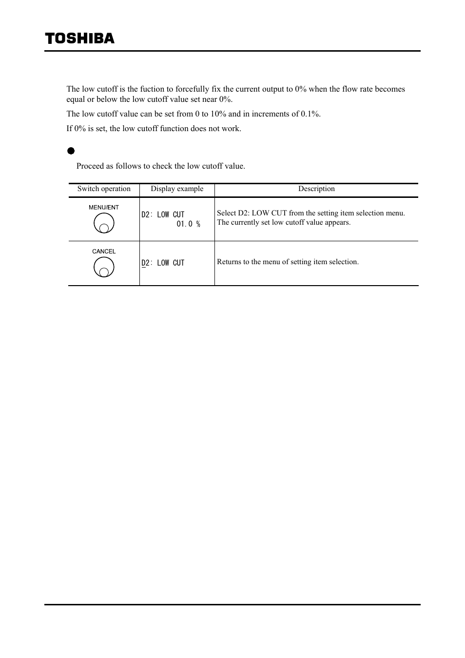 10 low cutoff value | Toshiba Tohsiba Electromagnetic Flowmeter Converter L5232 User Manual | Page 82 / 174