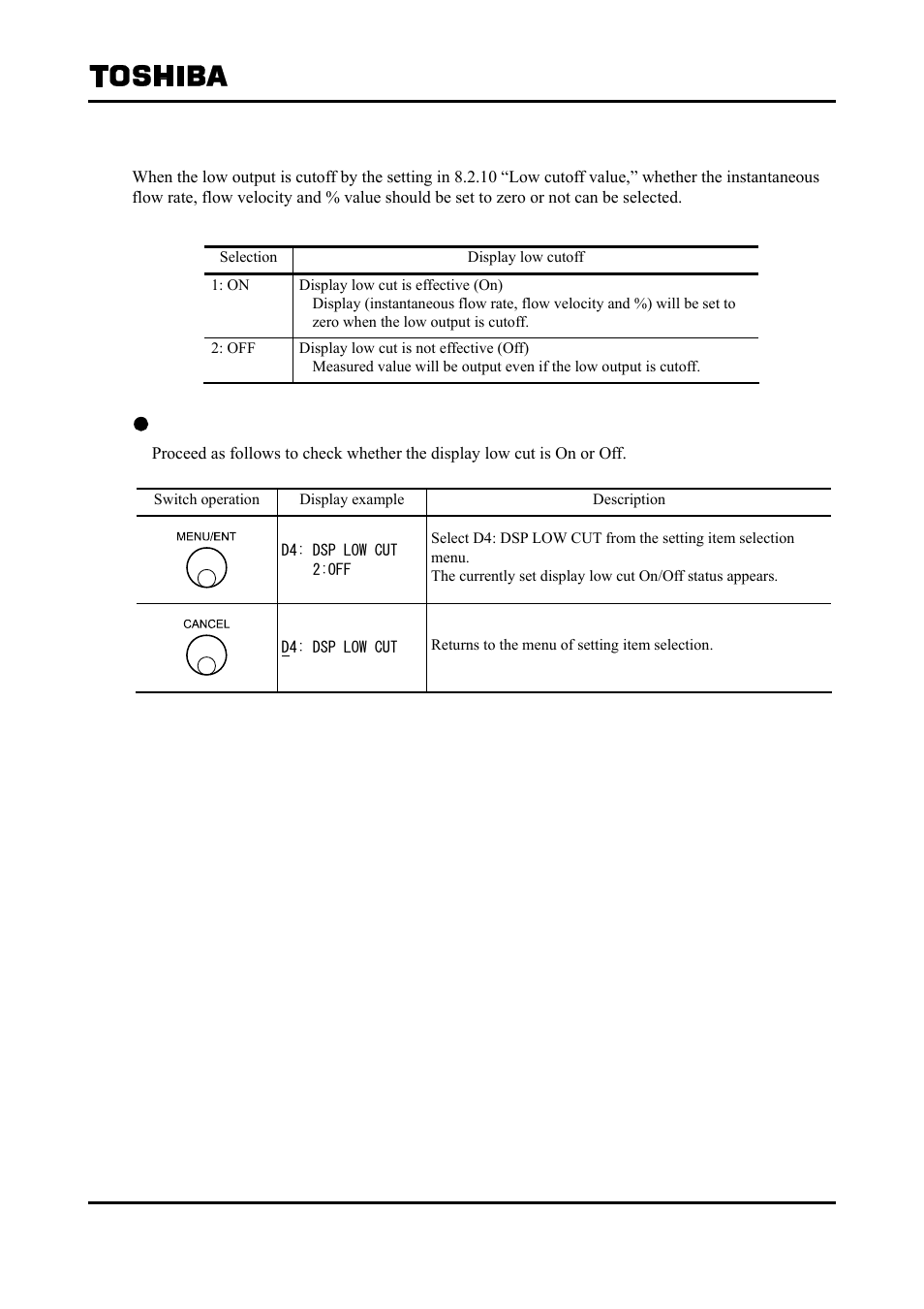 12 display low cut on/off | Toshiba Tohsiba Electromagnetic Flowmeter Converter L5232 User Manual | Page 86 / 174