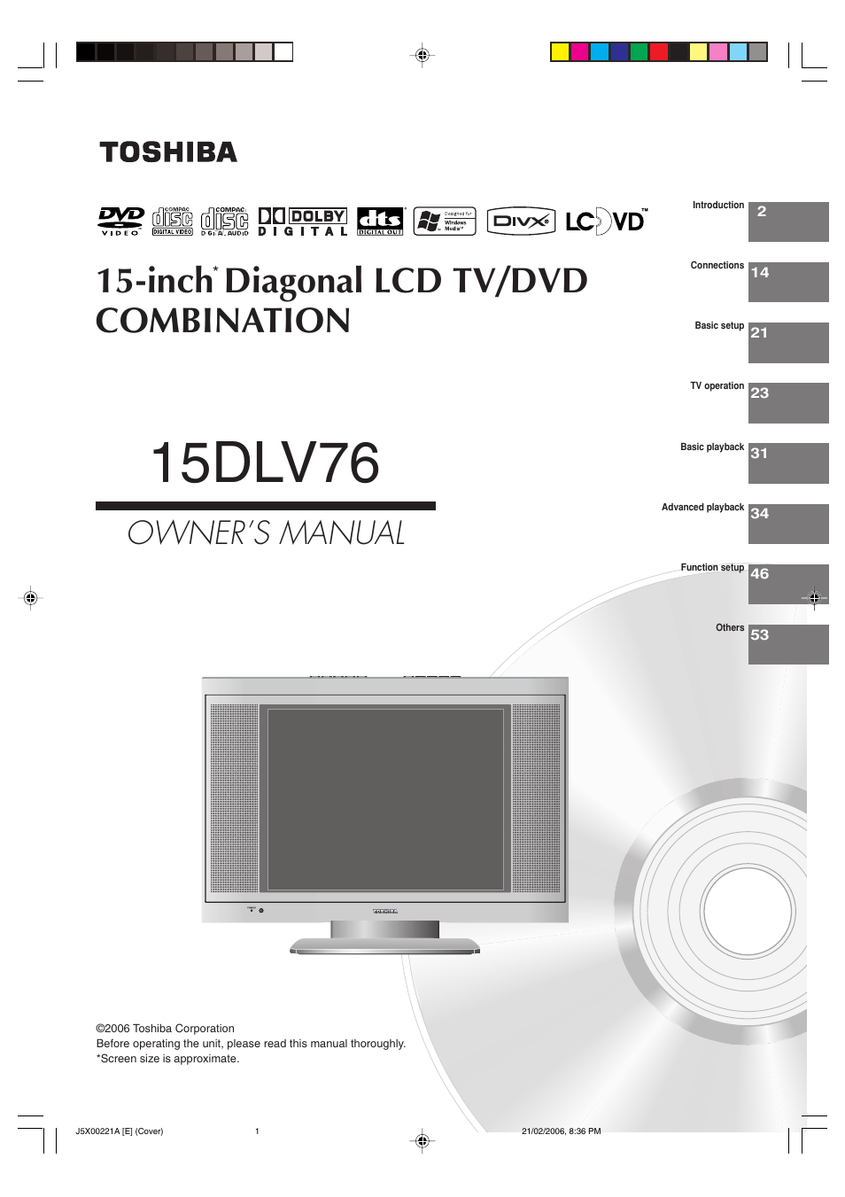 Toshiba 15DLV76 User Manual | 60 pages