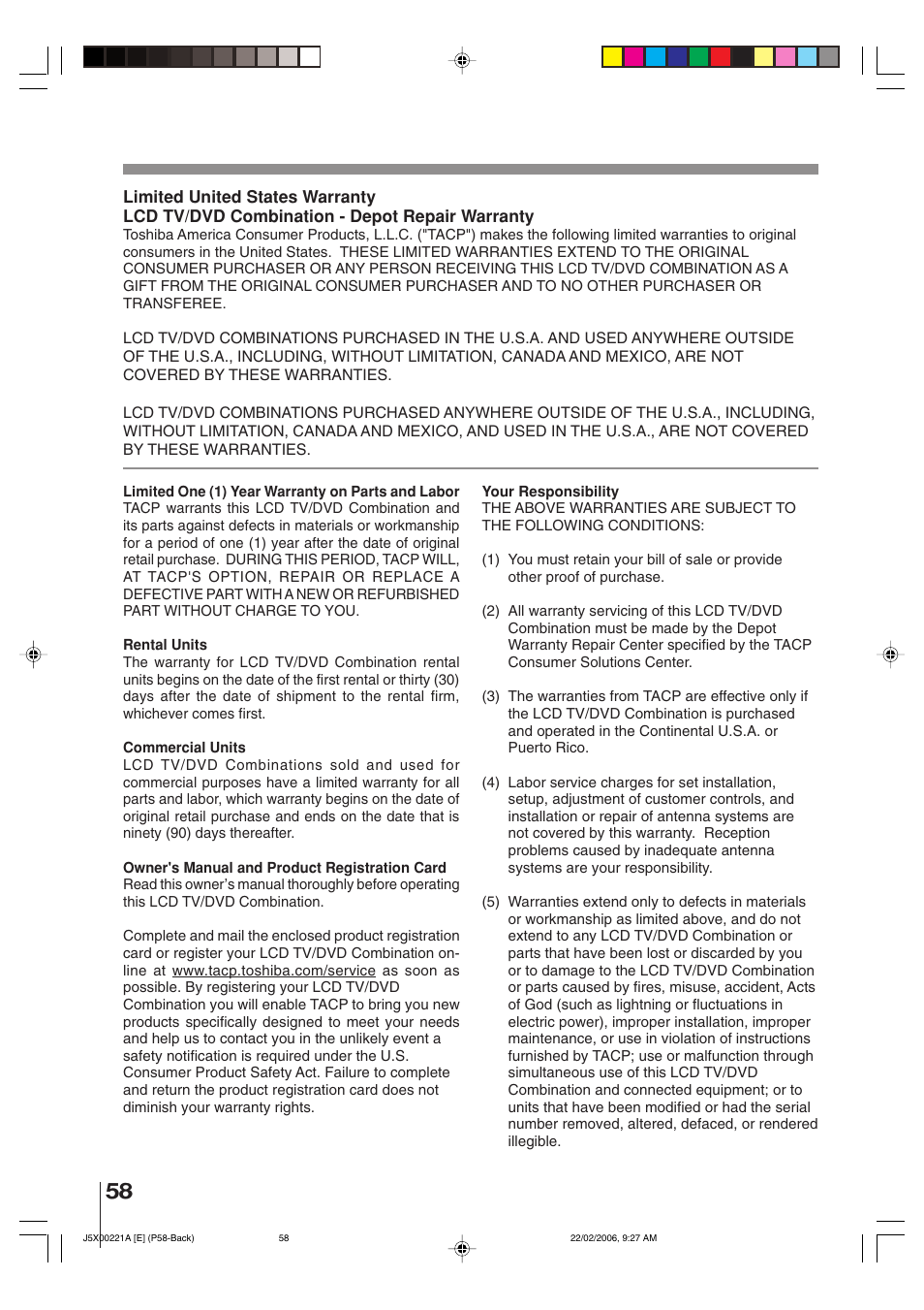 Toshiba 15DLV76 User Manual | Page 58 / 60