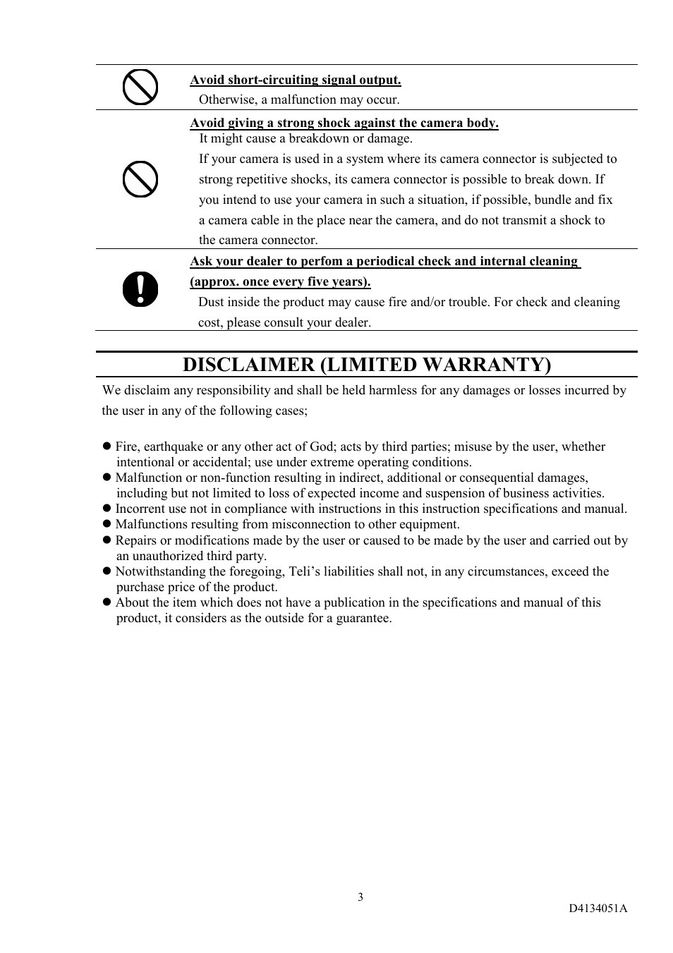 Disclaimer (limited warranty) | Toshiba CS3910BH User Manual | Page 4 / 19