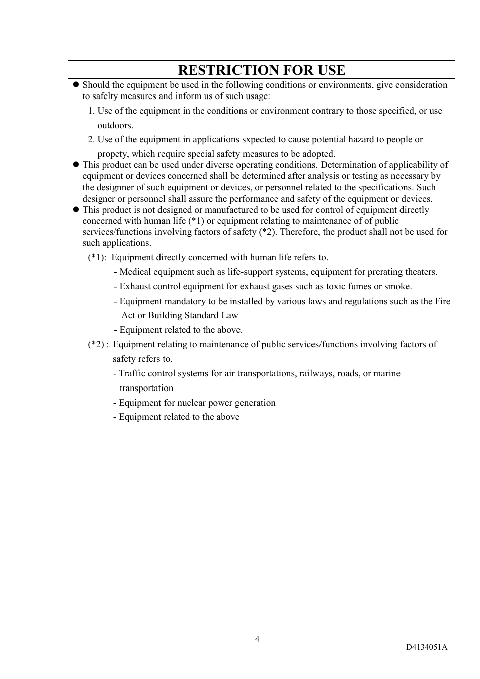 Restriction for use | Toshiba CS3910BH User Manual | Page 5 / 19