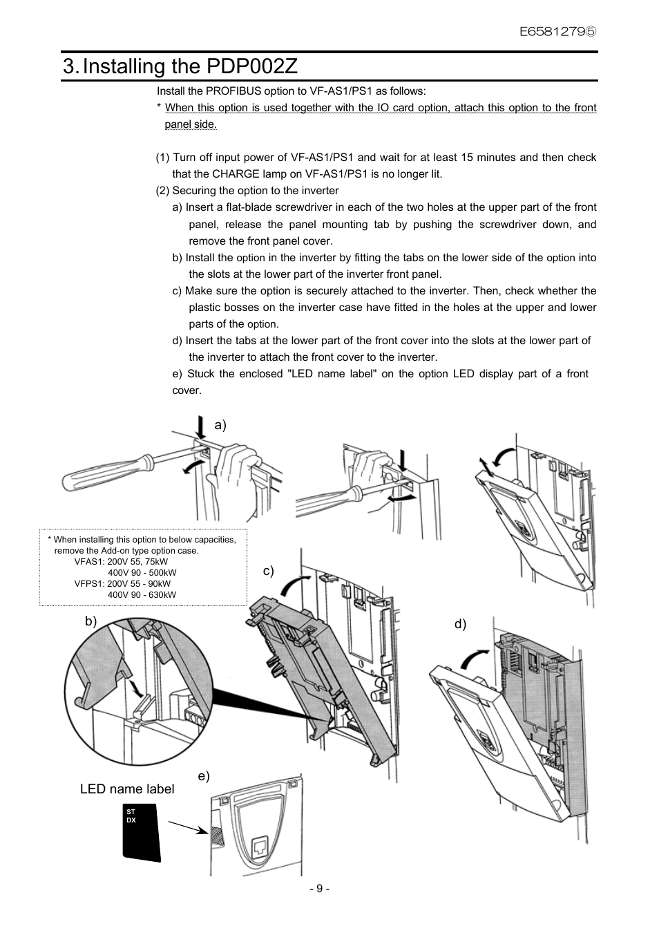 Installing the pdp002z | Toshiba PDP002Z User Manual | Page 10 / 18