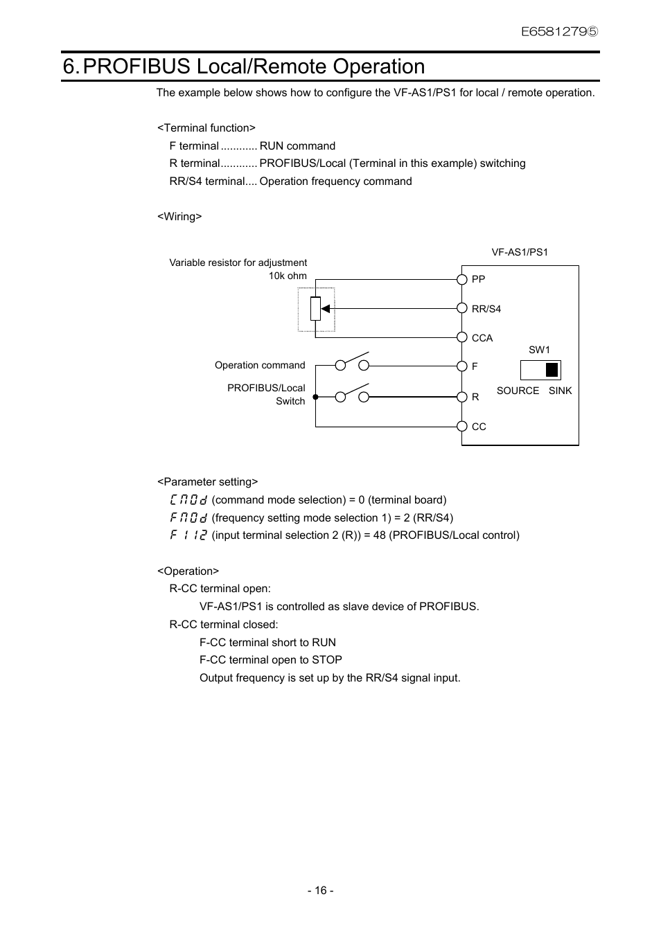 Profibus local/remote operation | Toshiba PDP002Z User Manual | Page 17 / 18