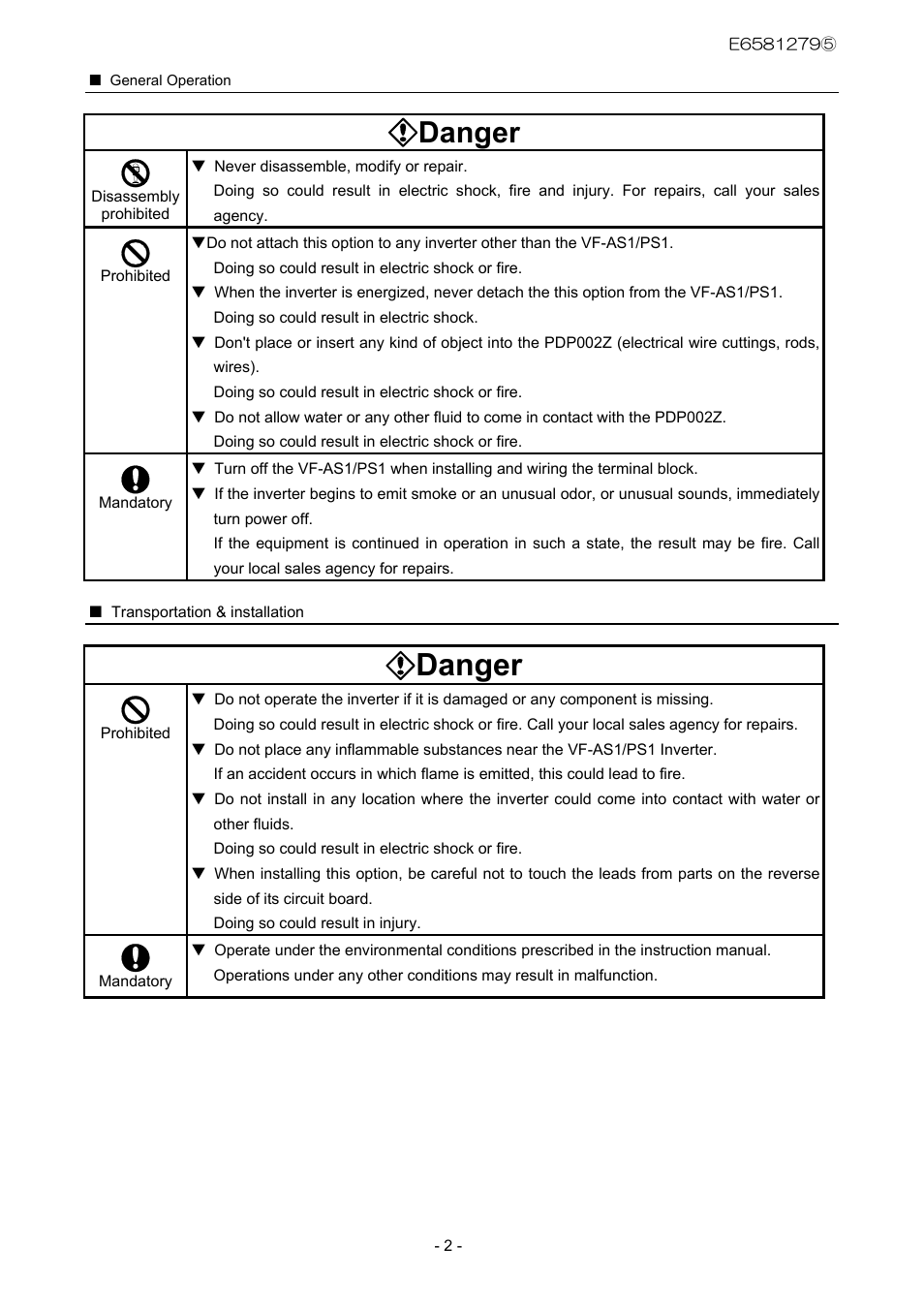 Danger | Toshiba PDP002Z User Manual | Page 3 / 18