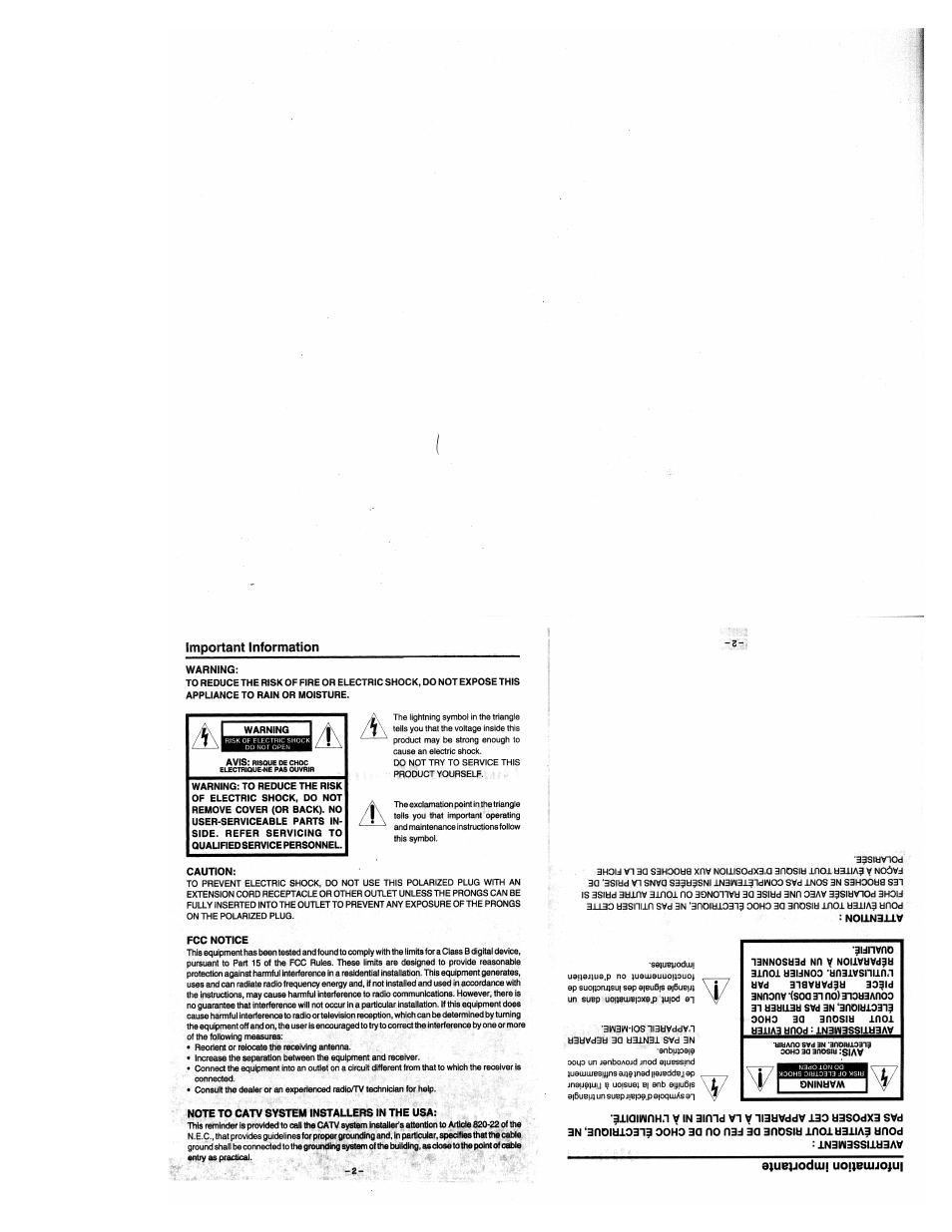 Important information | Toshiba CM1320A User Manual | Page 2 / 10