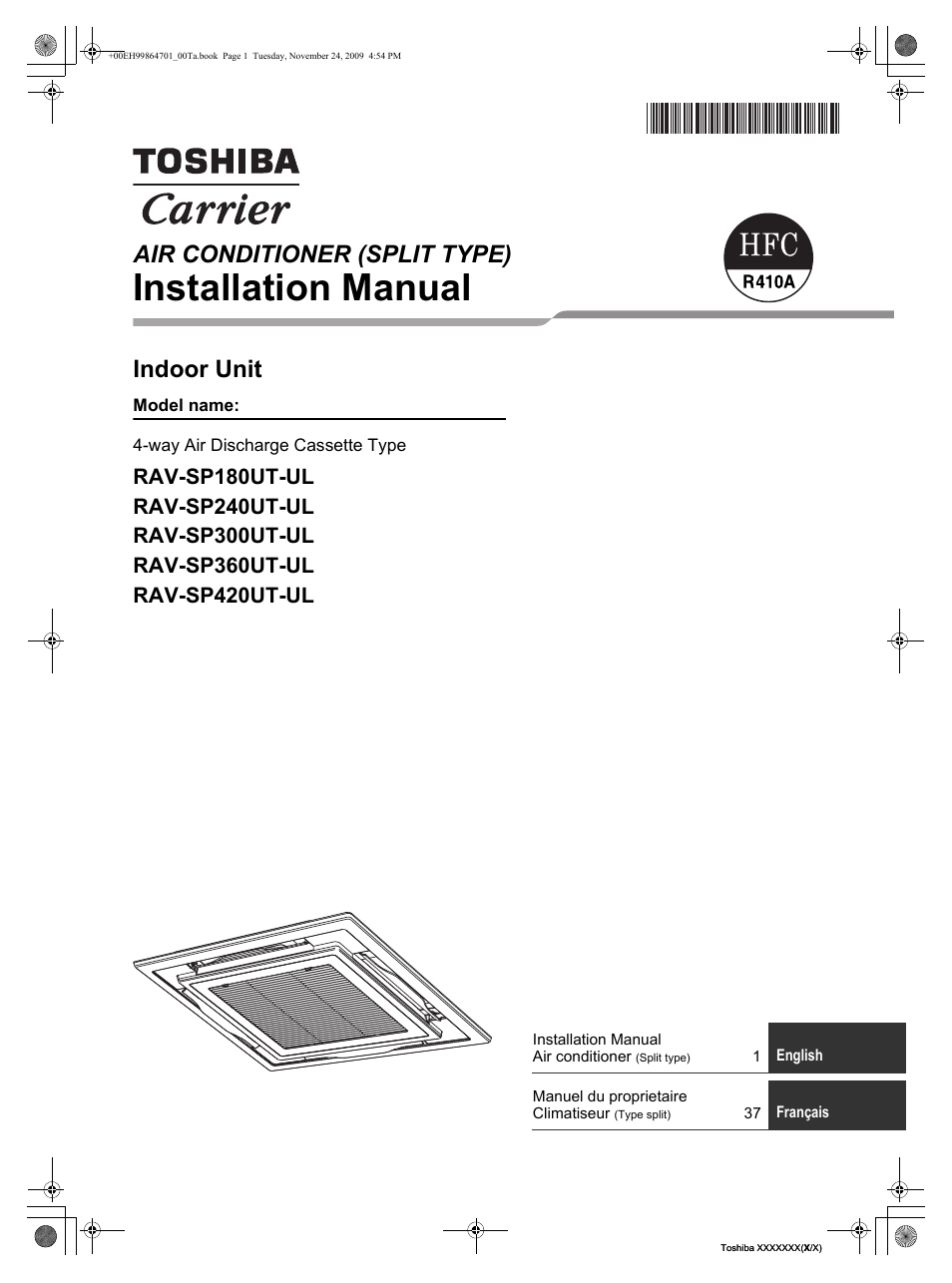 Toshiba Carrier RAV-SP180UT-UL  EN User Manual | 38 pages