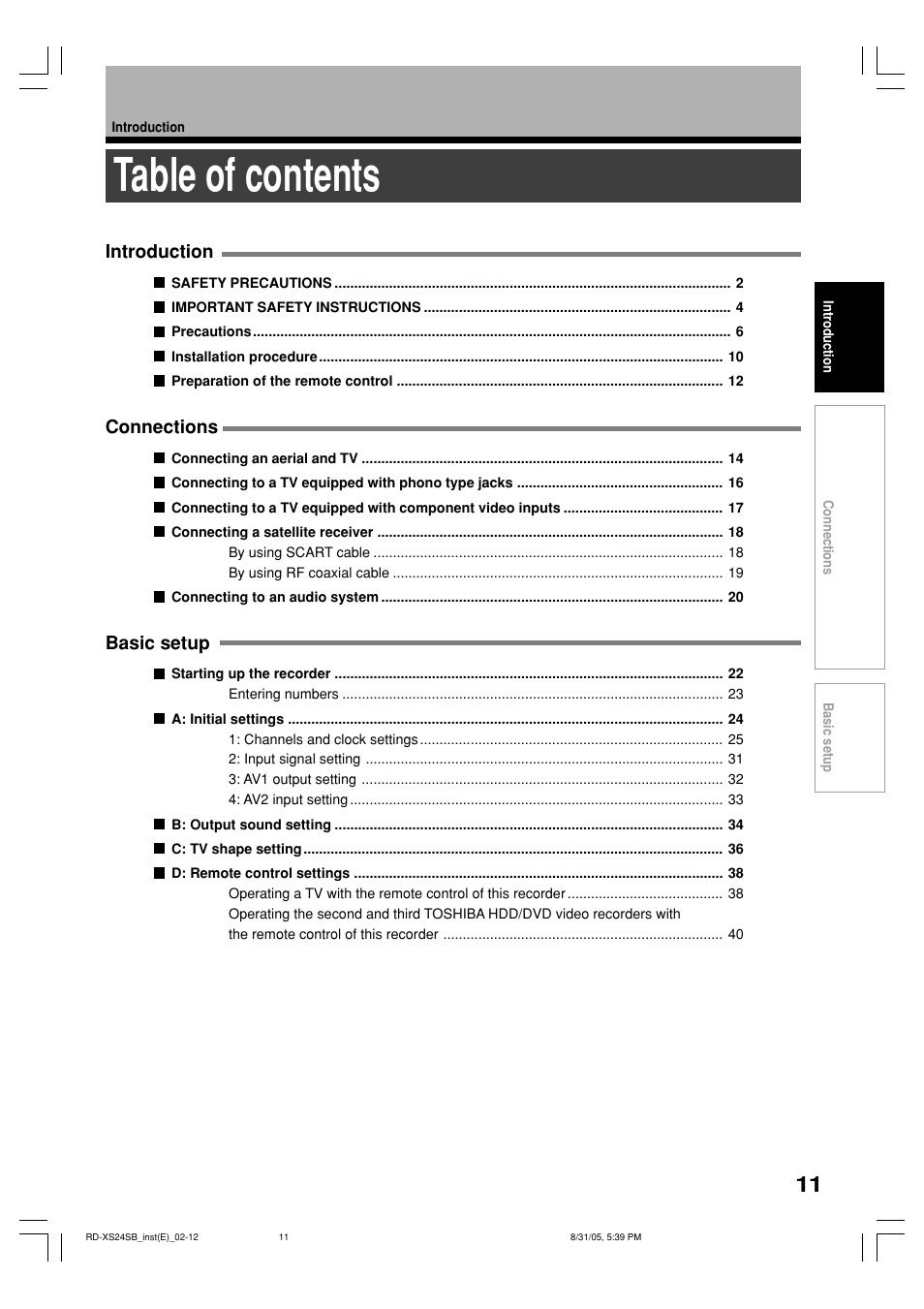 Toshiba RD-XS24SB User Manual | Page 11 / 41