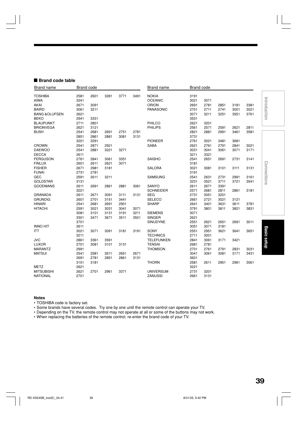 Toshiba RD-XS24SB User Manual | Page 39 / 41