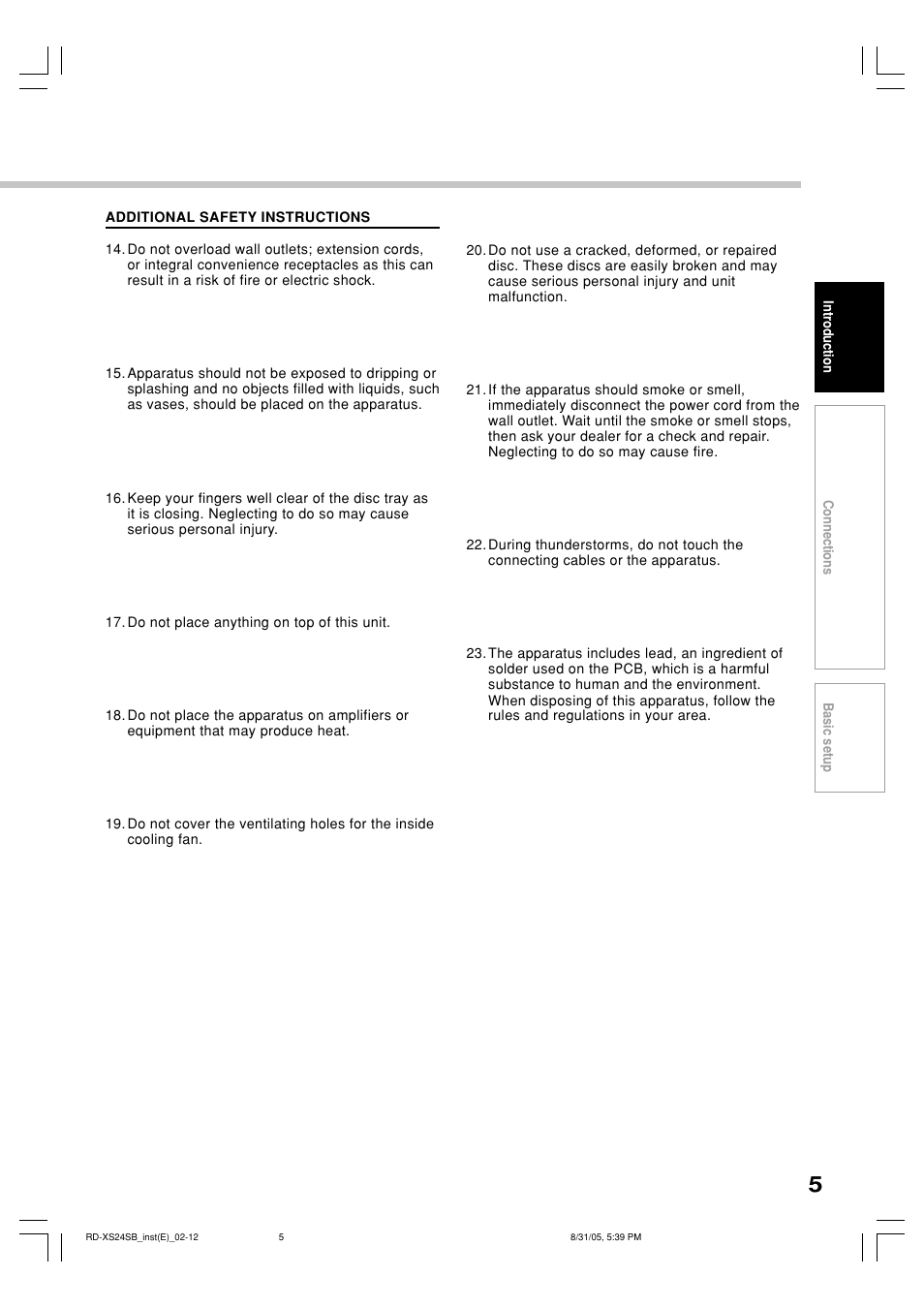 Toshiba RD-XS24SB User Manual | Page 5 / 41