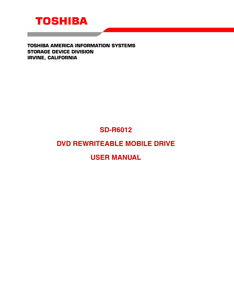 Toshiba SD-R6012 User Manual | 13 pages