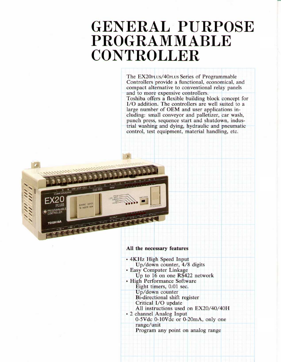 General purpose, Programmable, Controller | General purpose programmable controller | Toshiba EX20 Plus User Manual | Page 2 / 8