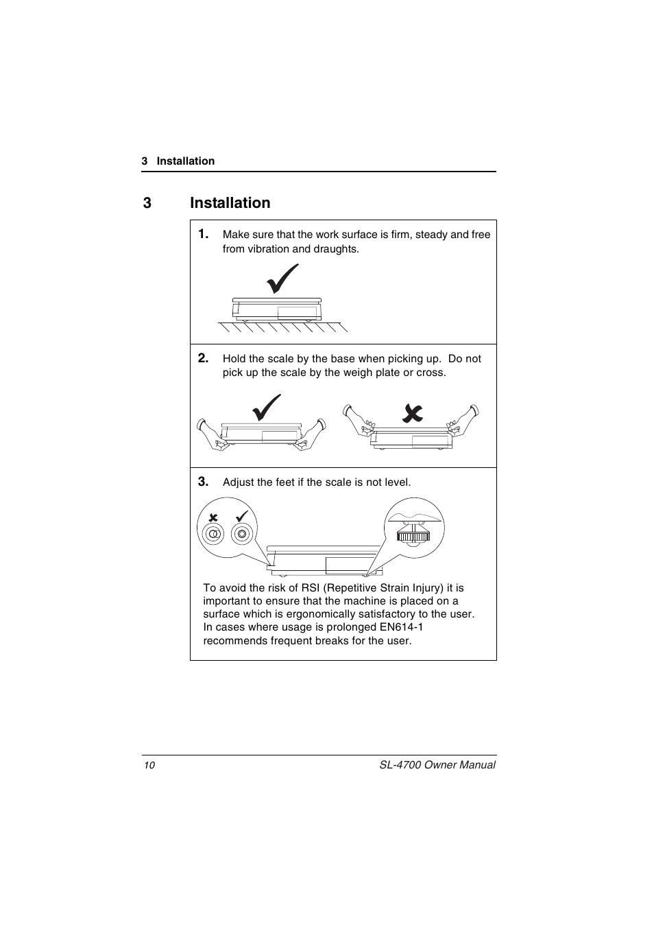 3 installation, 3installation | Toshiba TEC Electronic Computing Scale SL-4700 User Manual | Page 10 / 23