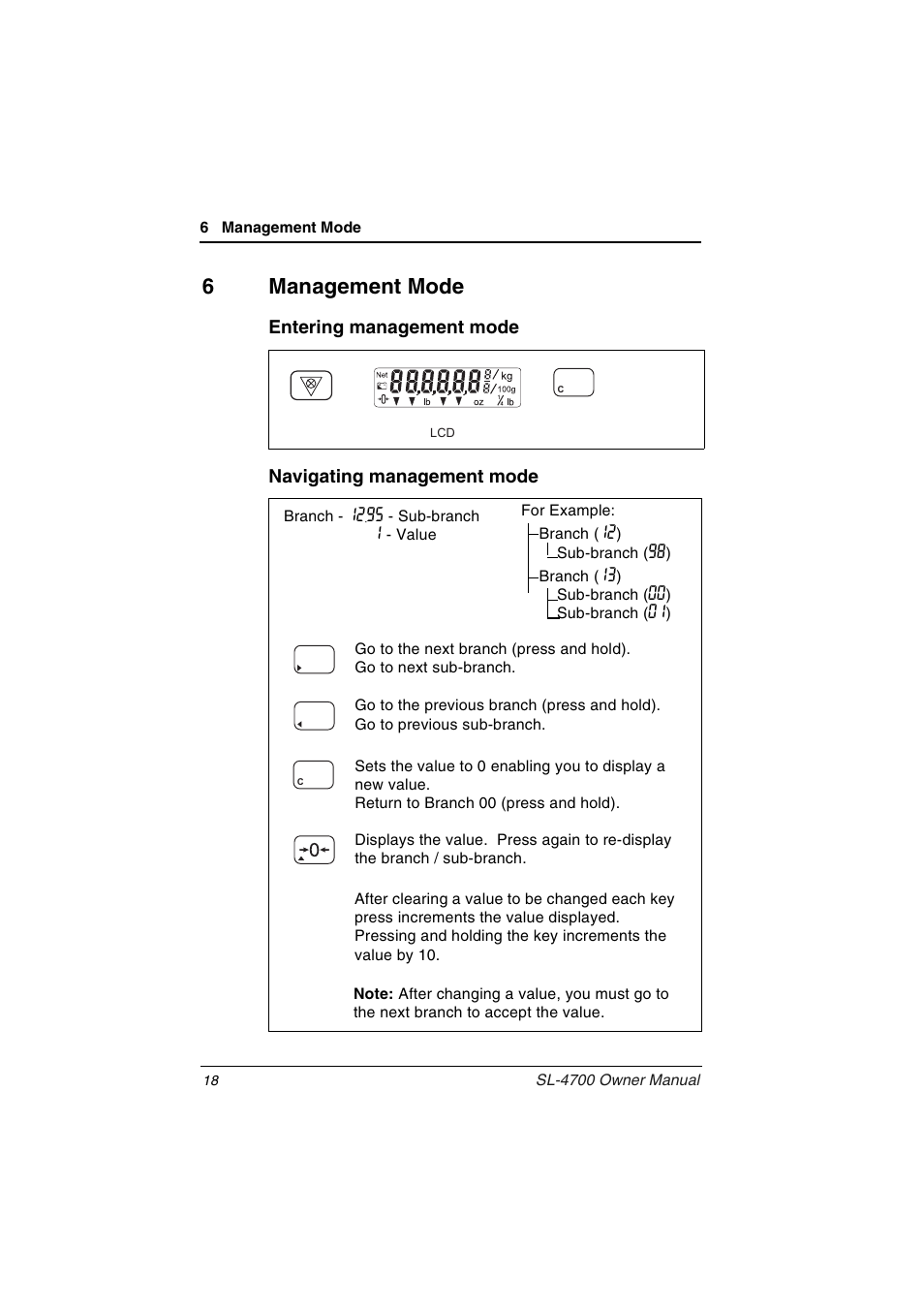 6 management mode, 6management mode | Toshiba TEC Electronic Computing Scale SL-4700 User Manual | Page 18 / 23