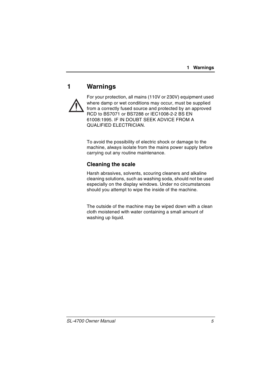 1 warnings, 1warnings | Toshiba TEC Electronic Computing Scale SL-4700 User Manual | Page 5 / 23