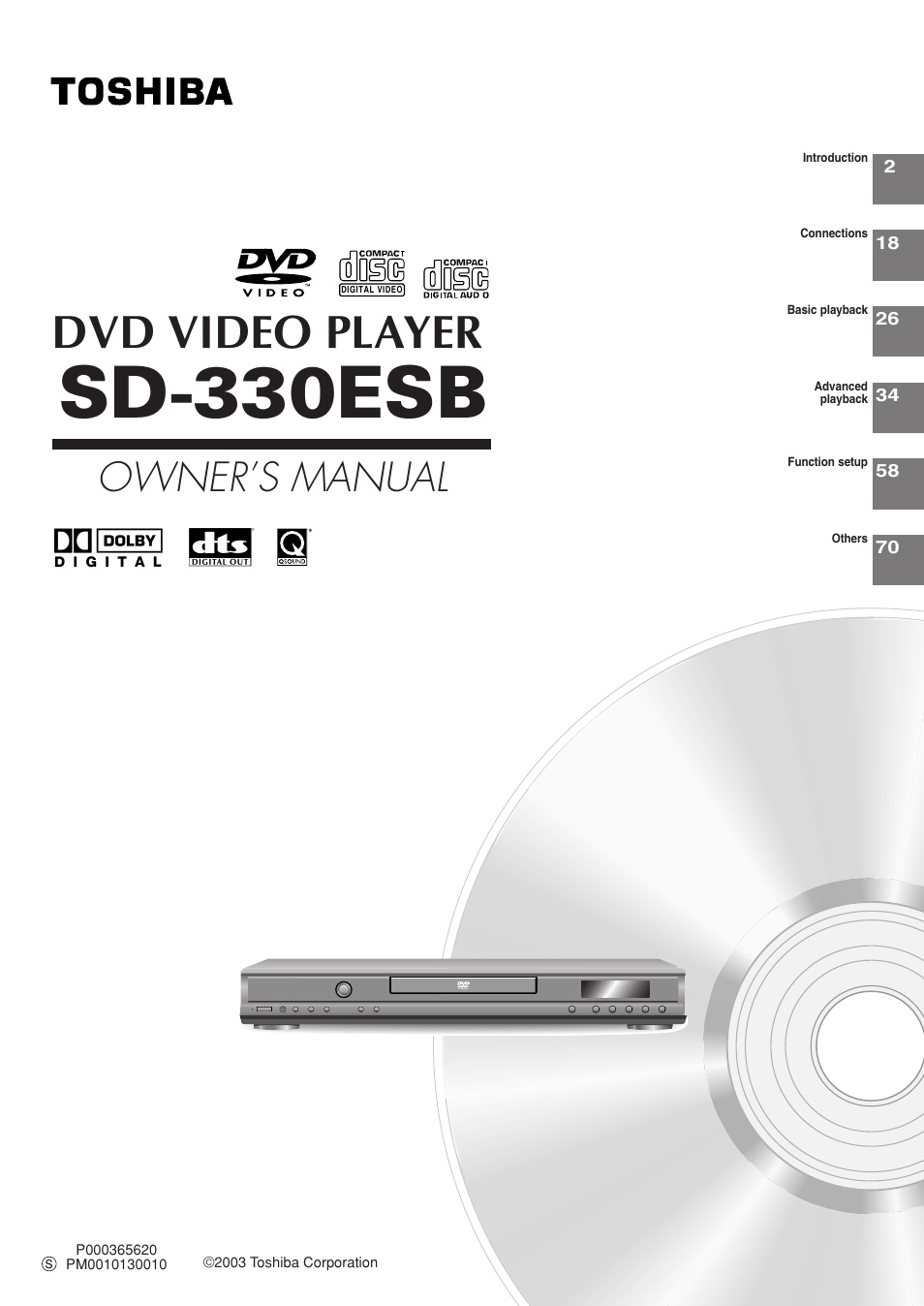 Toshiba SD-330ESB  EN User Manual | 72 pages