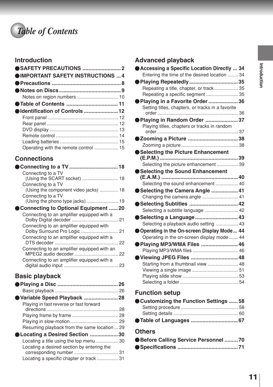 Toshiba SD-330ESB  EN User Manual | Page 11 / 72