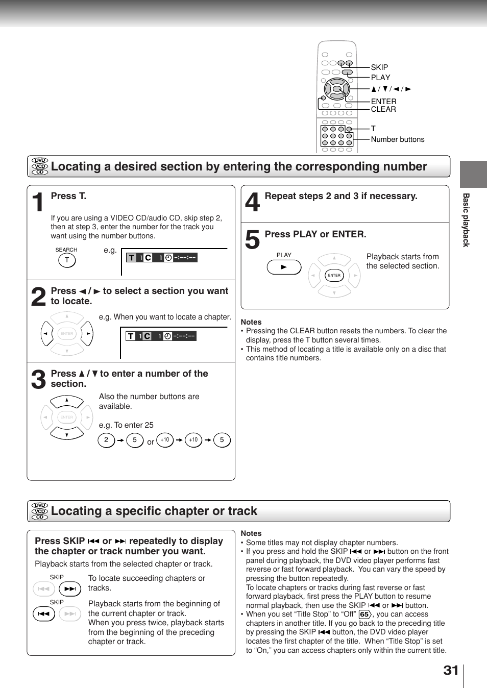 Locating a specific chapter or track | Toshiba SD-330ESB  EN User Manual | Page 31 / 72