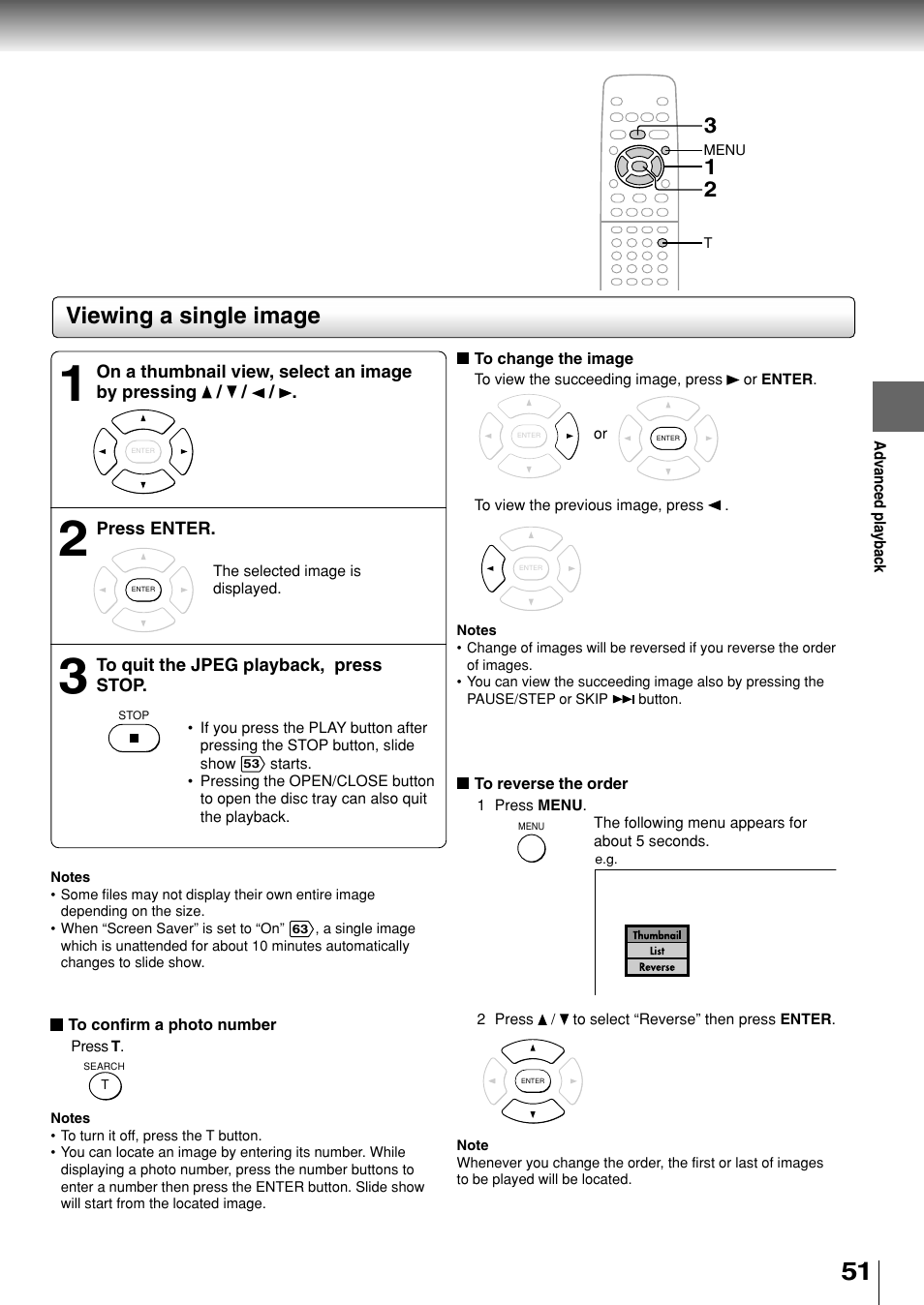 Viewing a single image | Toshiba SD-330ESB  EN User Manual | Page 51 / 72