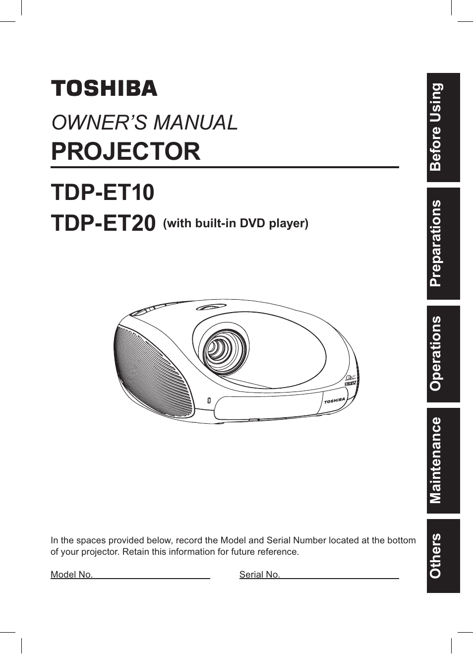 Toshiba TDP-ET10 User Manual | 59 pages