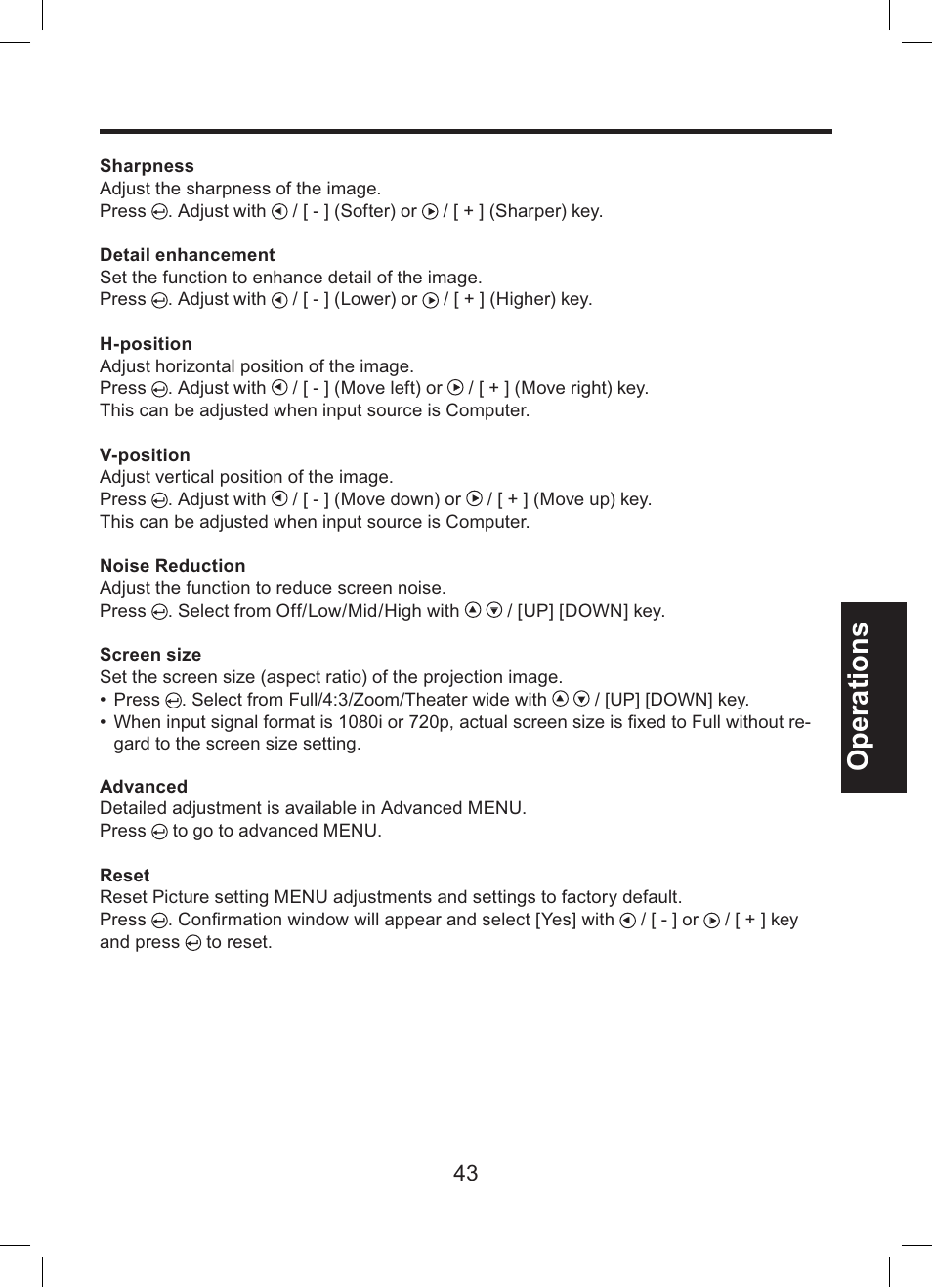 Operations | Toshiba TDP-ET10 User Manual | Page 43 / 59
