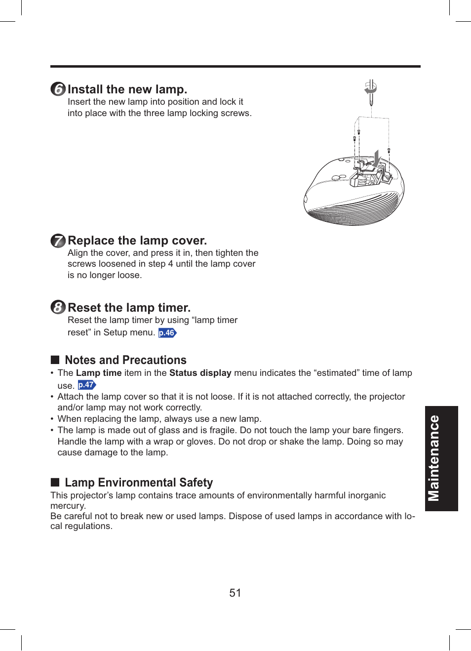 Maintenance 6 | Toshiba TDP-ET10 User Manual | Page 51 / 59