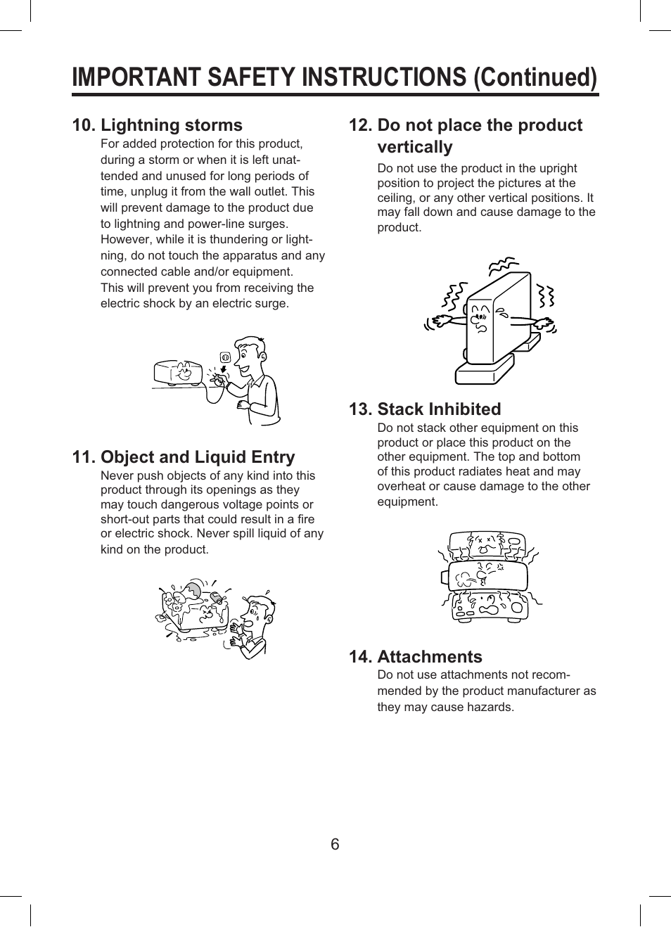 Important safety instructions (continued) | Toshiba TDP-ET10 User Manual | Page 6 / 59