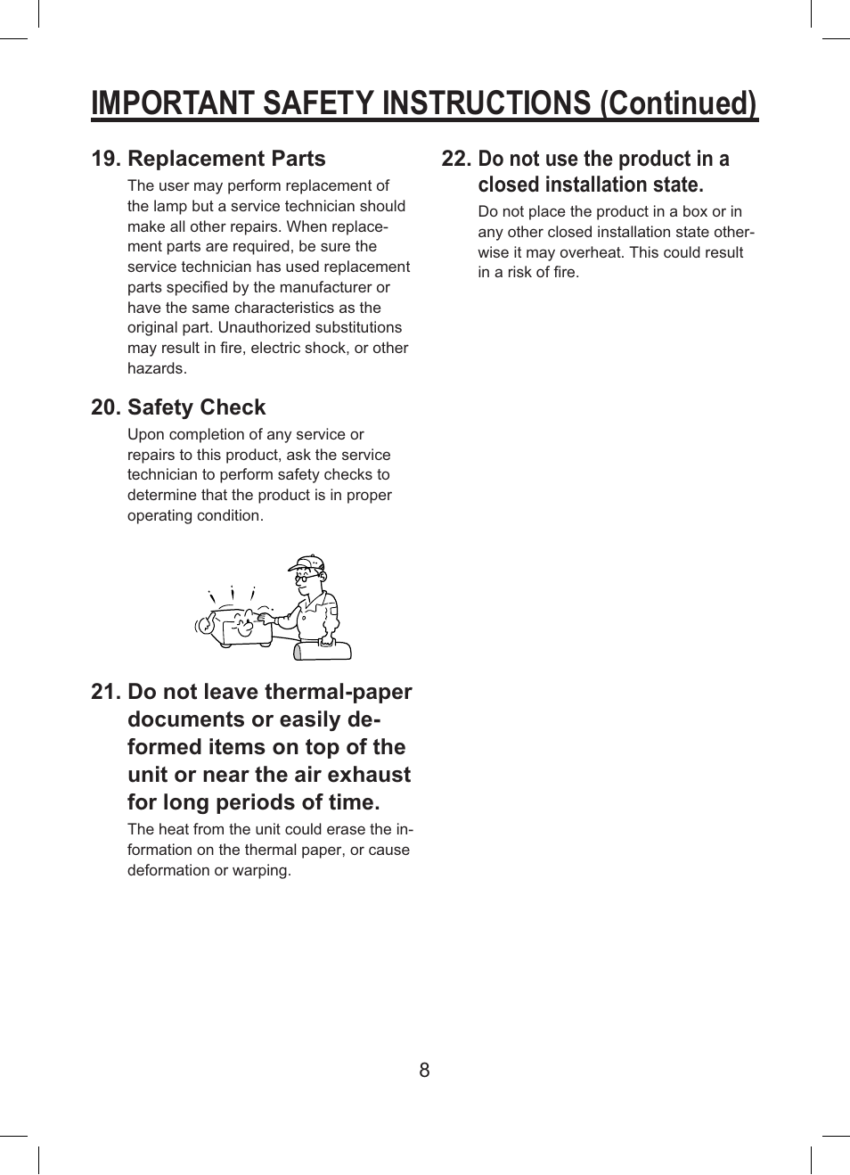 Important safety instructions (continued) | Toshiba TDP-ET10 User Manual | Page 8 / 59