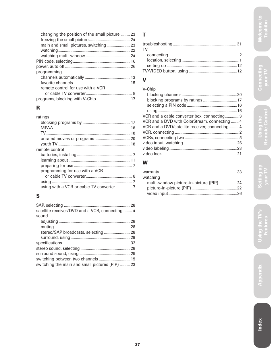 Toshiba Color Television 36A11 User Manual | Page 43 / 44
