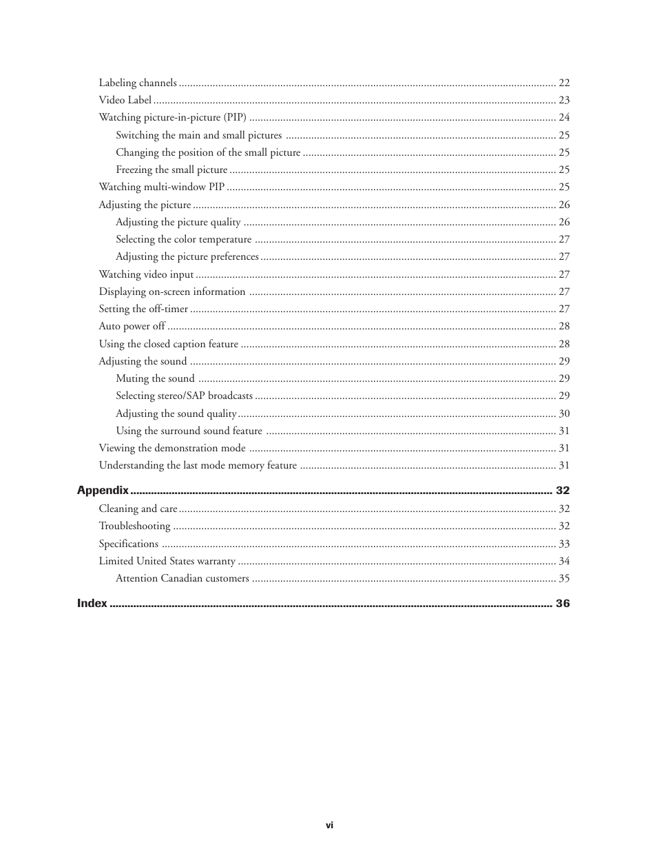 Toshiba Color Television 36A11 User Manual | Page 6 / 44