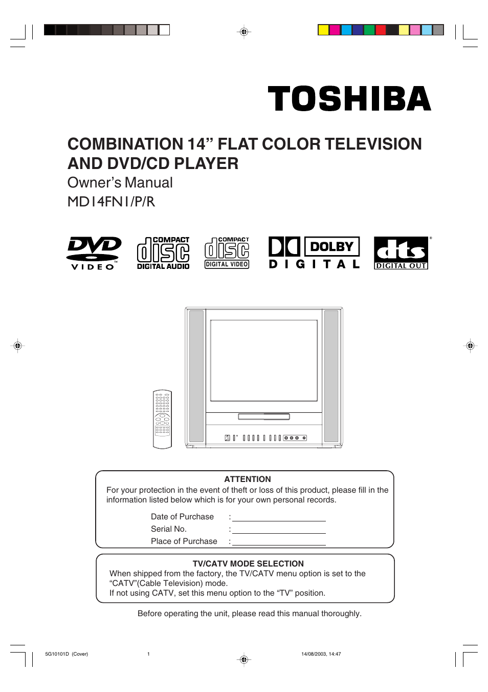 Toshiba MD14FN1 User Manual | 47 pages