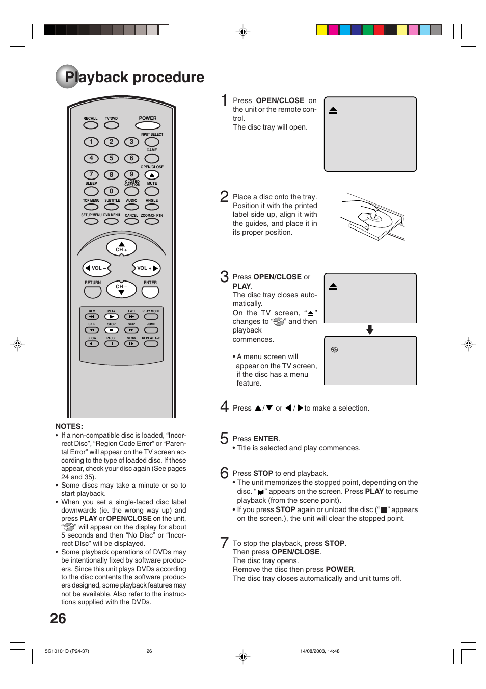 Playback procedure | Toshiba MD14FN1 User Manual | Page 26 / 47