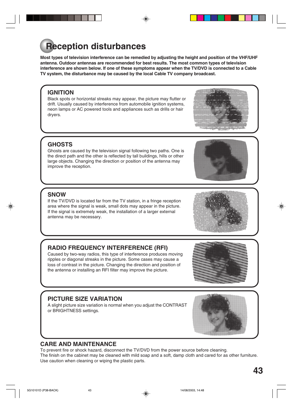 Reception disturbances | Toshiba MD14FN1 User Manual | Page 43 / 47