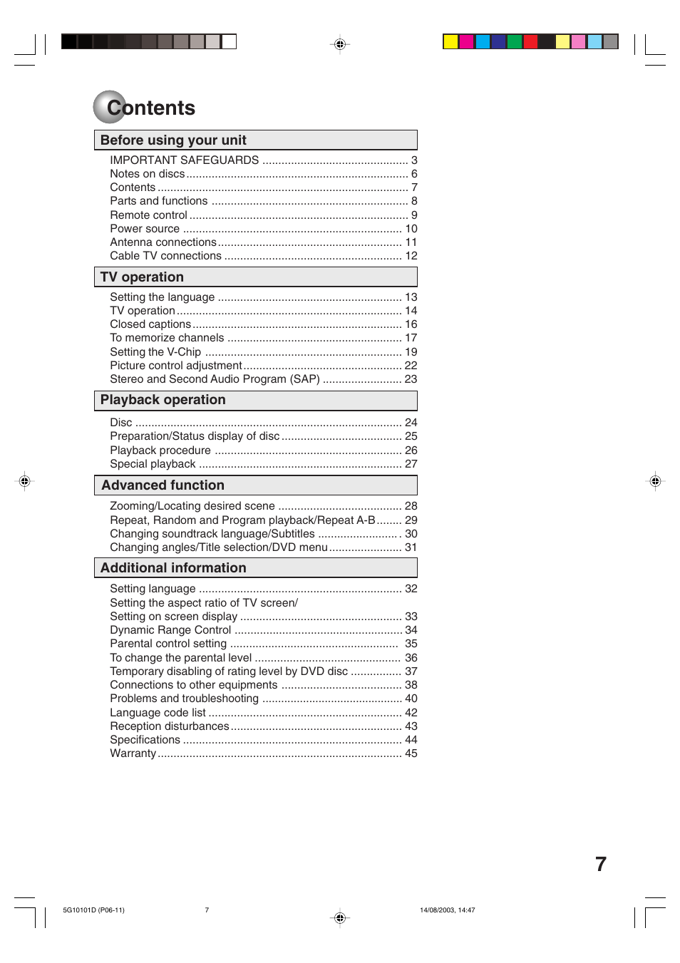 Toshiba MD14FN1 User Manual | Page 7 / 47