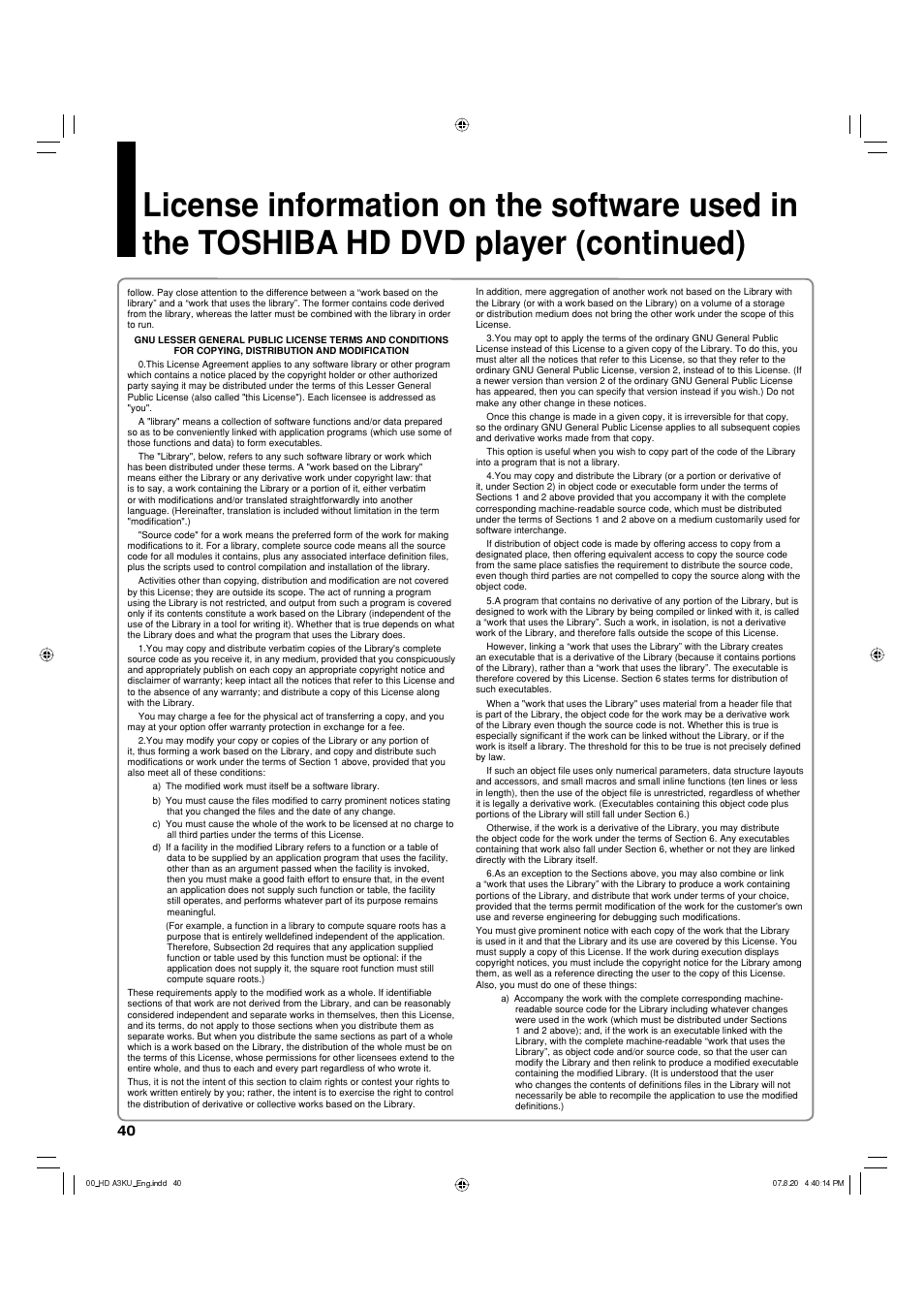 Toshiba HD-A3KC User Manual | Page 40 / 48