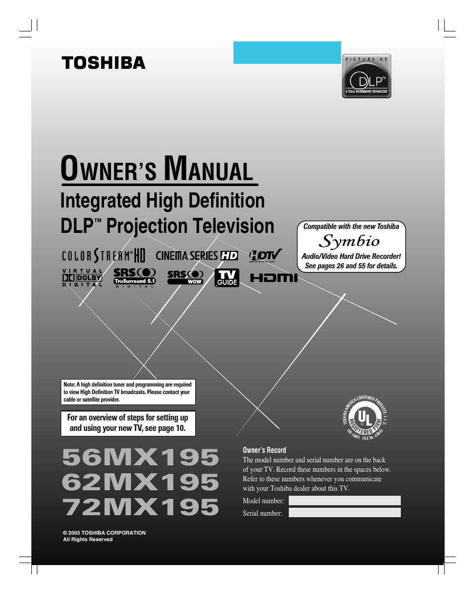 Toshiba 56MX195 User Manual | 128 pages