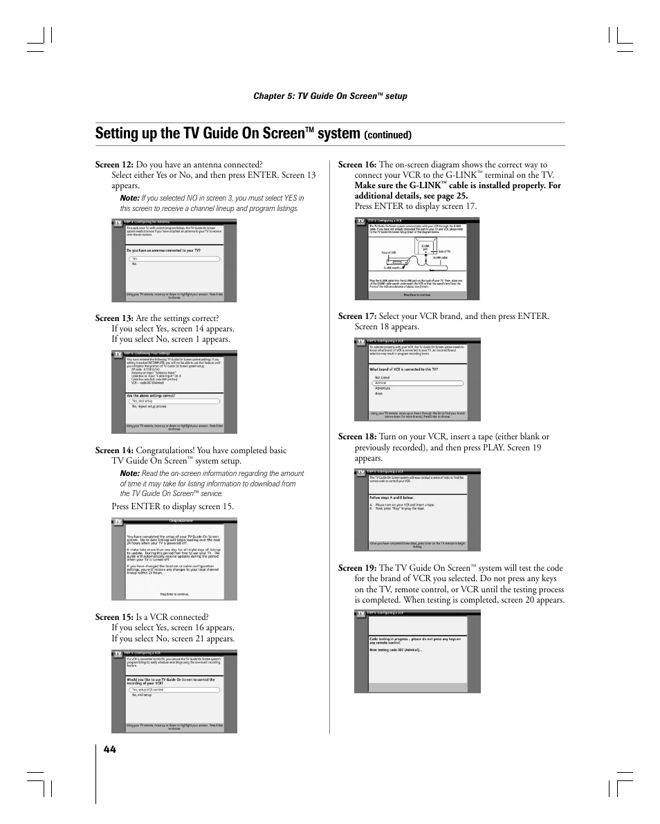 Setting up the tv guide on screen™ system | Toshiba 56MX195 User Manual | Page 44 / 128